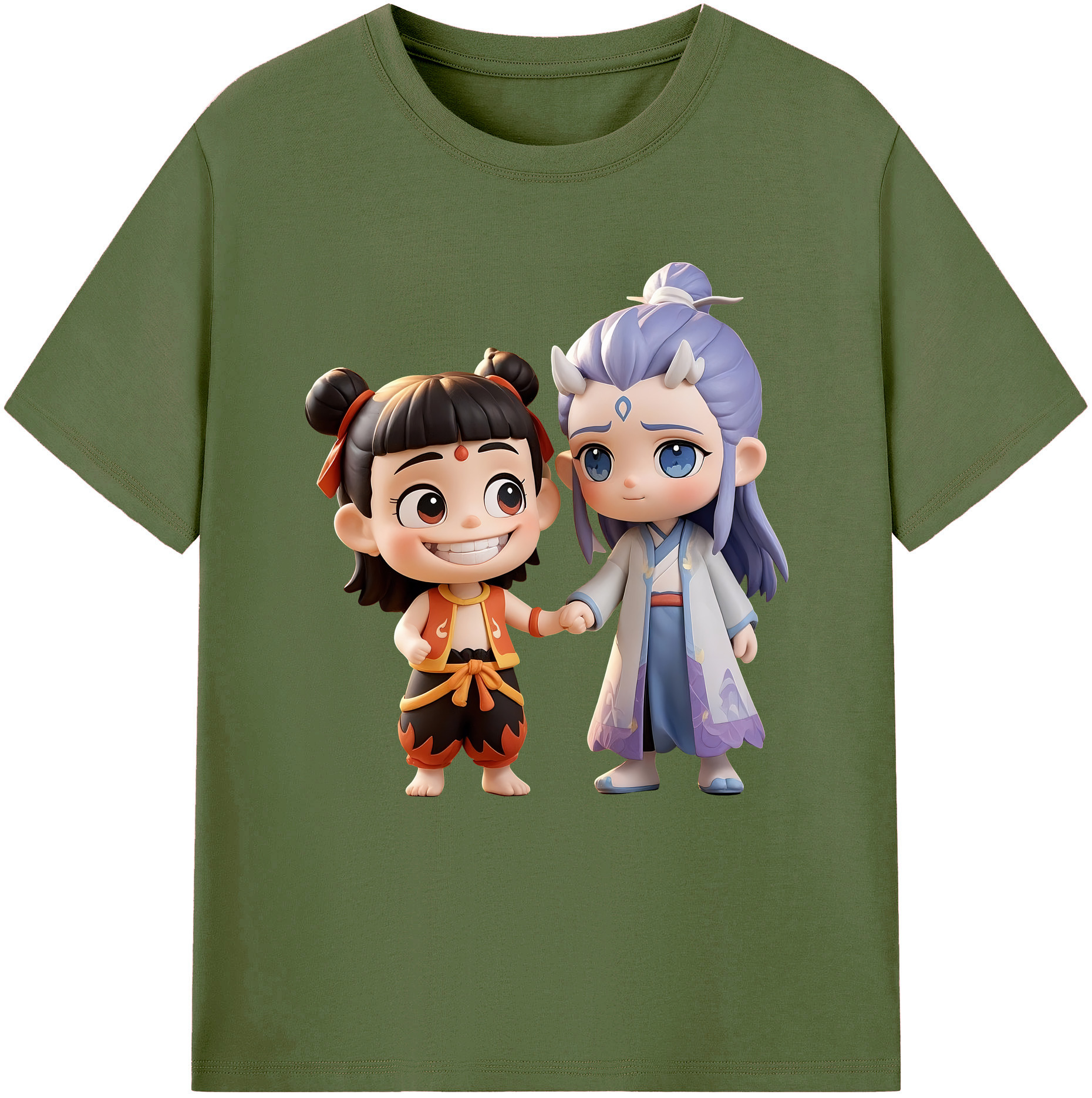 （画像用） Ne Zha 2 ナタ 魔童の大暴れ 綿100％半袖Tシャツ（フロントプリント）